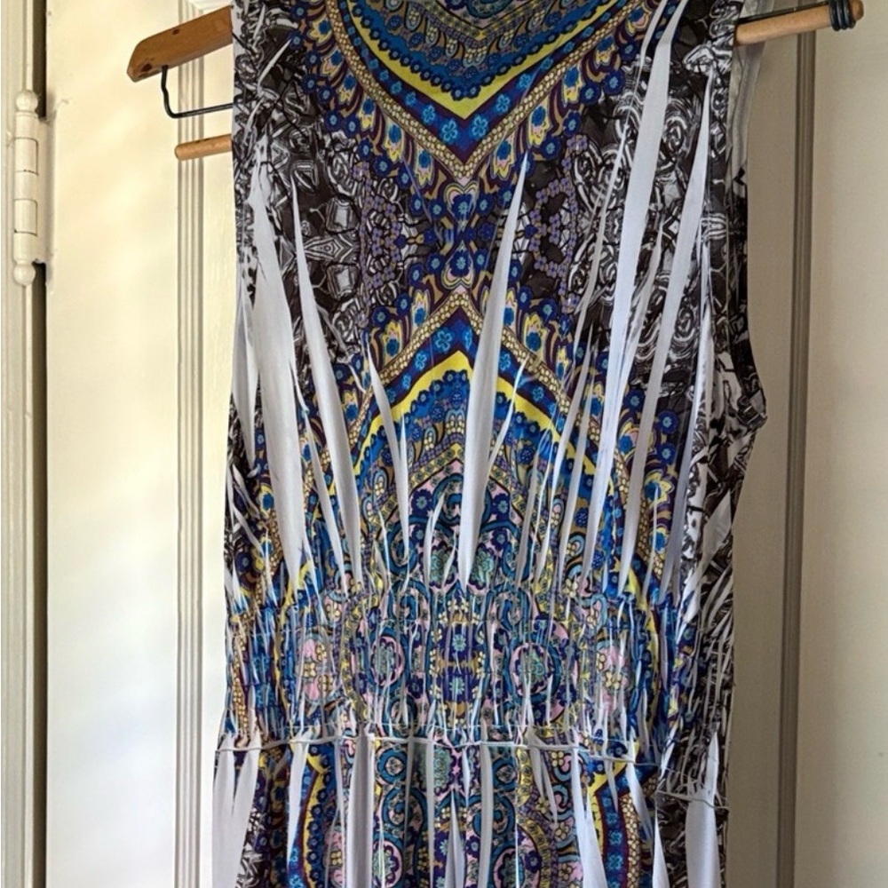 Gorgeous Sleeveless V-Neck Cinched, Beaded, Unique Maxi Dress in Multicolor - Picture 3 of 6